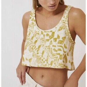 ANTHROPOLOGIE x AMADI Printed Sweatshirt Cropped Tank, Size: XL NWT